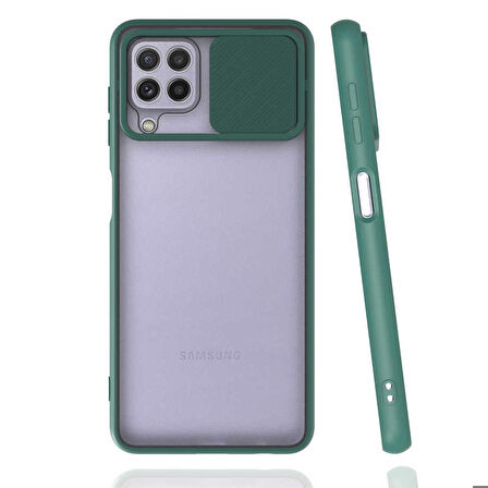 Galaxy M32 Uyumlu Zore Lensi Kapak-Koyu Yeşil