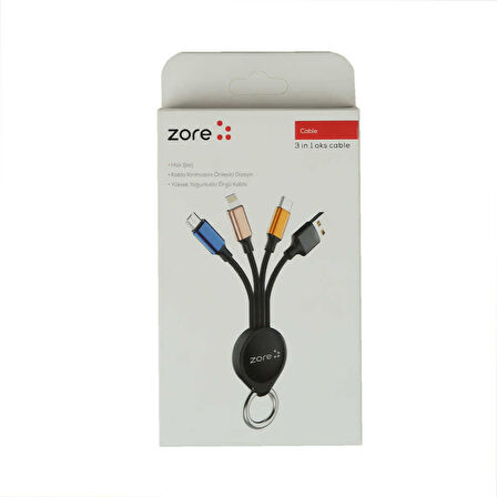 Siyah OKS 3 in 1 Usb Kablo-Zore