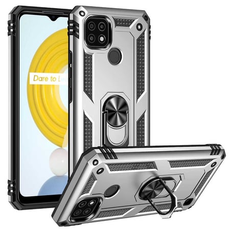 Realme C21 Kılıf Kamera Koruyucu Manyetik Standlı Tank Koruma TKMR