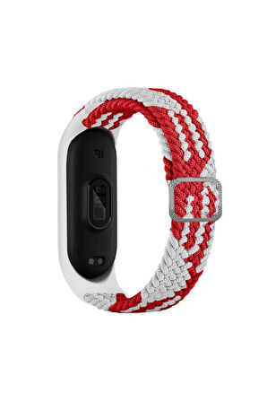 Xiaomi Mi Band 4 Uyumlu Krd-49 Örgü Kordon-kırmızı-beyaz