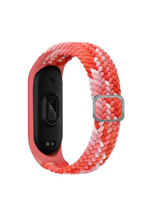 Xiaomi Mi Band 4 Uyumlu Krd-49 Örgü Kordon-kırmızı-beyaz