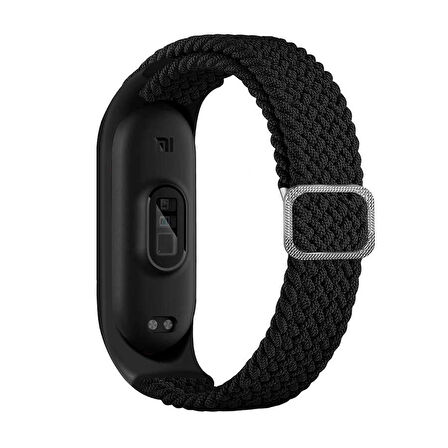 Xiaomi Mi Band 5 Uyumlu KRD-49 Örgü Zore Kordon-Siyah