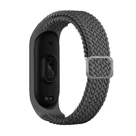 Xiaomi Mi Band 5 Uyumlu KRD-49 Örgü Zore Kordon-Gri