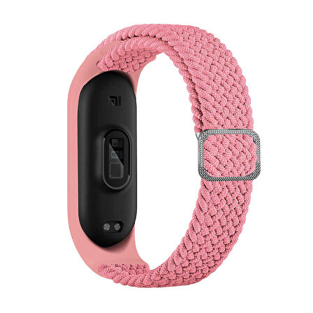 Xiaomi Mi Band 5 Uyumlu KRD-49 Örgü Zore Kordon-Pembe