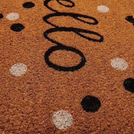 Giz Home Koko Benekli Hello Kapı Önü Paspası - Bej - 35x60 cm