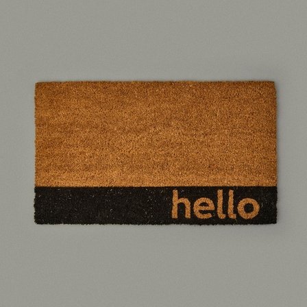 Giz Home Bordürlü Hello Kapı Önü Paspası - Bej - 35x60 cm