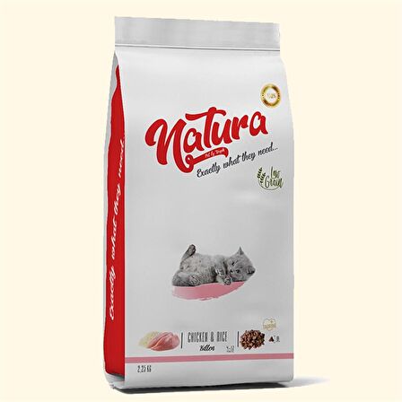 Natura Düşük Tahıllı Tavuk & Pirinç Yavru Kedi Maması 2,25 kg