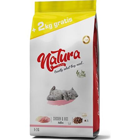 Natura Düşük Tahıllı Yavru Kedi Başlangıç Maması Tavuk & Pirinç 8+2 kg