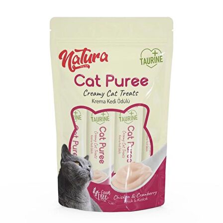 Natura Kedi Püre Krema Tavuk&Kızılcık Ödül 5 x 12 Gr