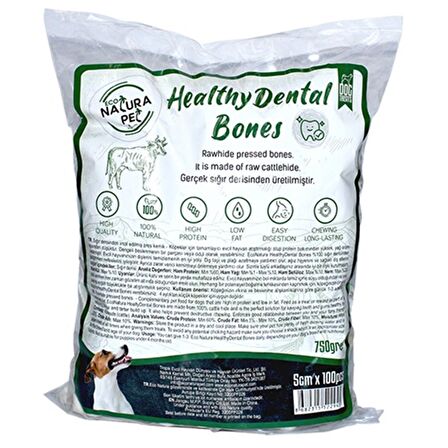 Eco Natura Pet Healty Dental Bones Beyaz Pres Kemik 5Cm 100Lü 750Gr