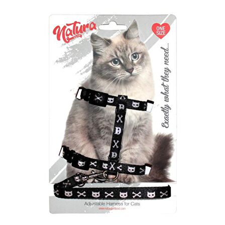 Natura Adult Cat Harness - Dog Skull Black