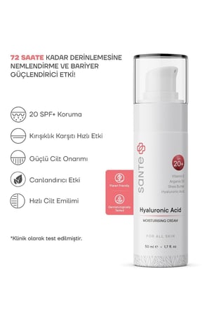 Hyaluronik Asitli Su Bazlı Yaşlanma Karşıtı Gündüz Bakım Kremi 20 Spf Güneş Koruma 50 ml