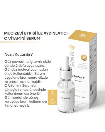 Sante Plus Aydınlatıcı ve Eşitleyici C Vitamini Serum 30 Ml