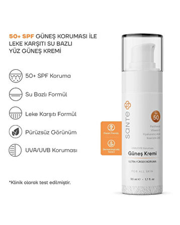 Sante Plus Leke Karşıtı Yağsız Güneş Kremi SPF 50+ 50 Ml