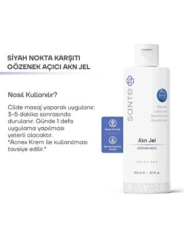 Sante Plus Yağlı, Akne ve Sivilceli Cilt için AKN Jel 150 Ml