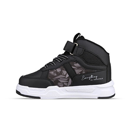 Büyük Erkek Çocuk Sneaker Bot - Siyah-Beyaz, Bilek Boy