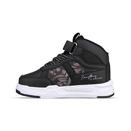 Büyük Erkek Çocuk Sneaker Bot - Siyah-Beyaz, Bilek Boy