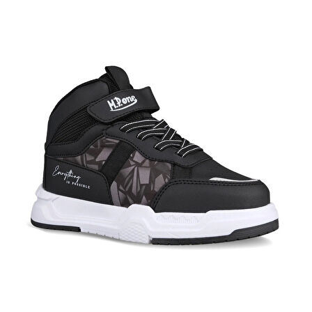 Büyük Erkek Çocuk Sneaker Bot - Siyah-Beyaz, Bilek Boy