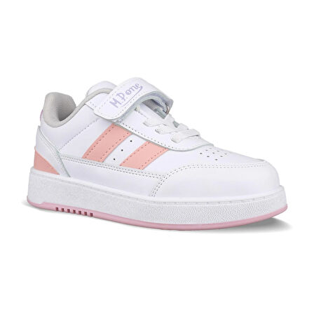 Büyük Kız Çocuk Cırtlı Beyaz-Pembe Sneaker