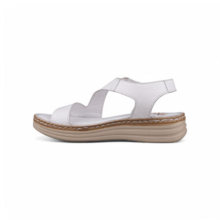 Kadın Günlük Sandalet - Beyaz, Deri