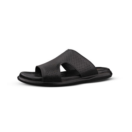 Erkek Günlük Terlik - Siyah, Deri