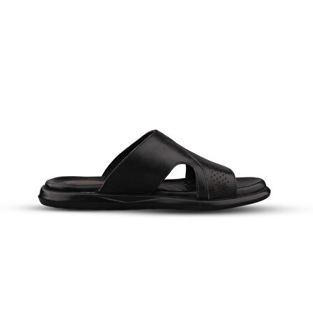 Erkek Günlük Terlik - Siyah, Deri