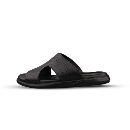 Erkek Günlük Terlik - Siyah, Deri