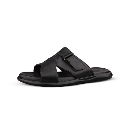 Erkek Günlük Terlik - Siyah, Deri