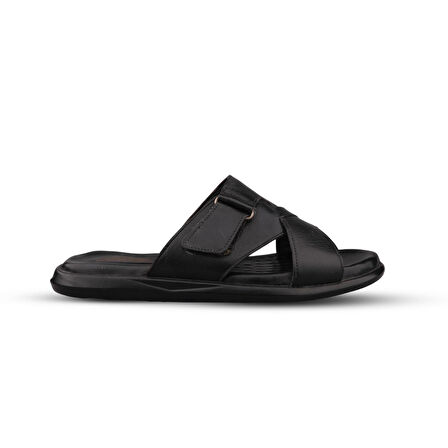 Erkek Günlük Terlik - Siyah, Deri