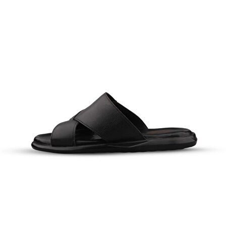 Erkek Günlük Terlik - Siyah, Deri