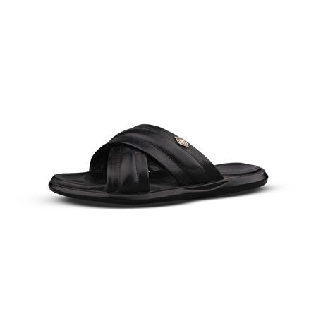 Erkek Günlük Terlik - Siyah, Deri