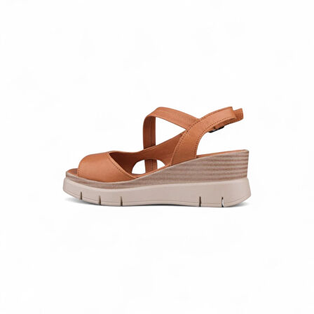 Kadın Günlük Sandalet - Taba, Deri