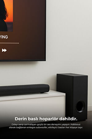 Onvec Harmony 2.1 Kanal Soundbar Bluetooth 5.3 HDMI ARC USB Optik Girişli Kablolu Subwoofer Ev Sinema Hoparlör Sistemi