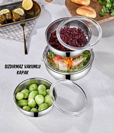 3’lü Çelik Saklama Kabı 6 Parça