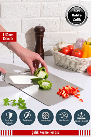 Paslanmaz Çelik Kesme Tahtası Antibakteriyel Çelik Kesim Panosu