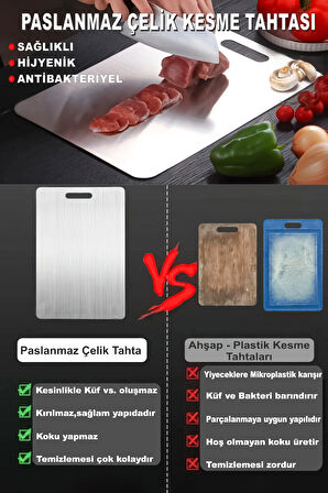 Paslanmaz Çelik Kesme Tahtası Antibakteriyel Çelik Kesim Panosu