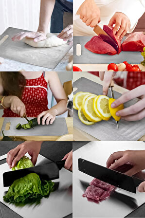 Paslanmaz Çelik Kesme Tahtası Antibakteriyel Çelik Kesim Panosu