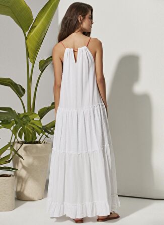 White by Nature Beyaz Kadın Maksi Plaj Elbisesi WBN3184-S