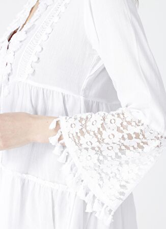 White by Nature Geniş Yaka Beyaz  Kadın Plaj Elbisesi