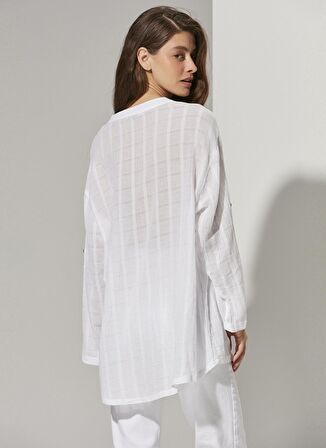 White by Nature Hakim Yaka Düz Beyaz Kadın Bluz WBN3286-S/M