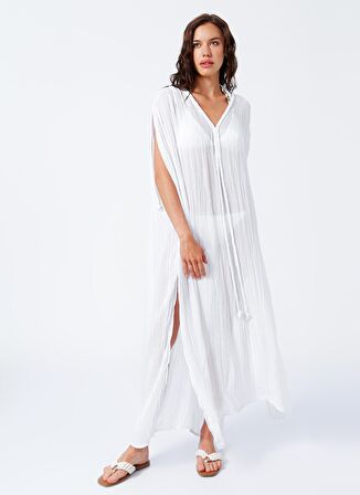 White by Nature Beyaz Kadın Maksi Plaj Elbisesi WBN31103-STD