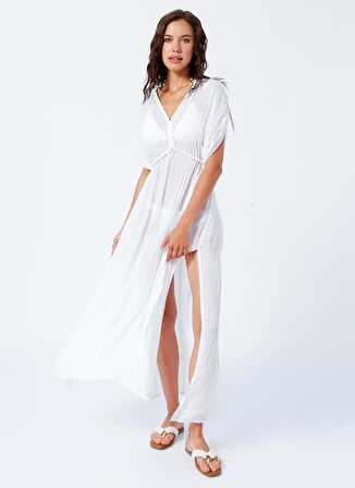 White by Nature Beyaz Kadın Maksi Plaj Elbisesi WBN31103-STD