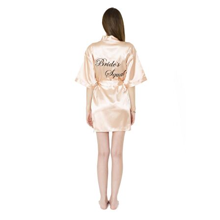 Saten Brides Squad Nakışlı Rose Sabahlık