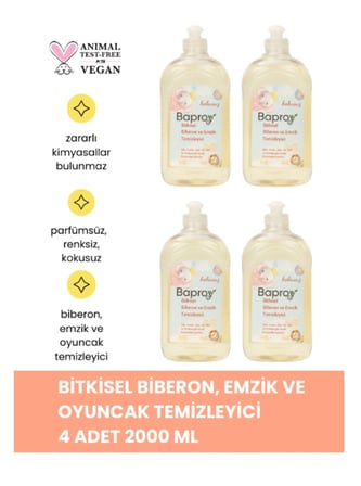 Baproy  Bebekler Için Bitkisel Biberon Emzik Temizleyicisi 500 ml * 4 Adet