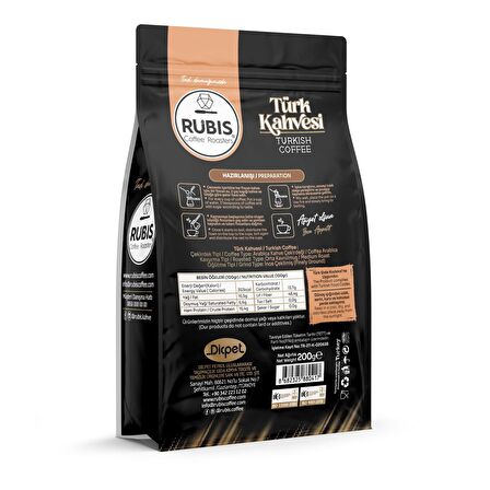 Rubis Coffee Roasters Sade Öğütülmüş Türk Kahvesi 200 gr 
