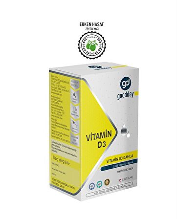 GOODDAY VİTAMİN D3 DAMLA 20 ML TAKVİYE EDİCİ GIDA