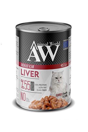 Animal World Ciğerli Yetişkin Kedi Konserve Maması 415 Gr