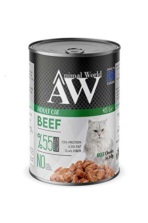 Animal World Biftekli Yetişkin Kedi Konserve Maması 415 Gr