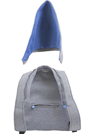 Morikukko Grey Basic Blue Kids Çıkabilir Kapüşonlu Sırt Çantası