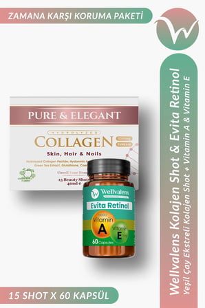 Collagen Shot + Evita Retinol Set | 5500 mg Kolajen, A & E Vitamini Anti-Aging ve Antioksidan Destek